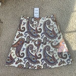 Zara A-line paisley print skirt. NWT